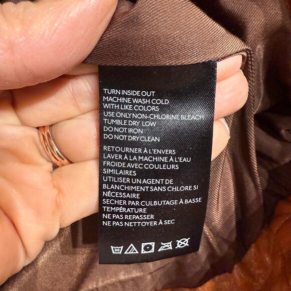 Free People Brown Josie Vegan Leather Moto Jacket Sz M NWT - Picture 7 of 14